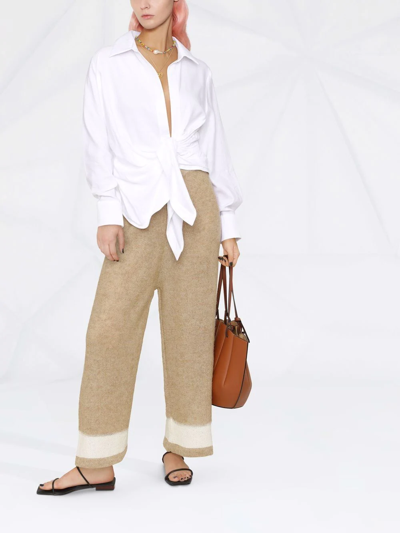 Fabiana Filippi Wide-leg Knitted Trousers In Neutrals