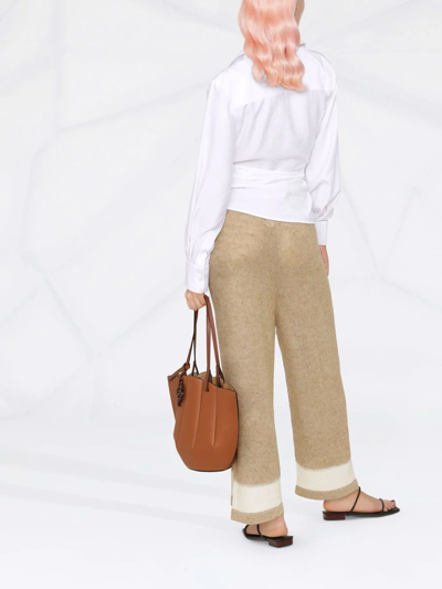 Fabiana Filippi Wide-leg Knitted Trousers In Neutrals