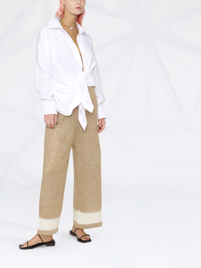 Fabiana Filippi Wide-leg Knitted Trousers In Neutrals
