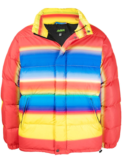 Shop Agr Stripe-print Puffer Jacket In Multicolour