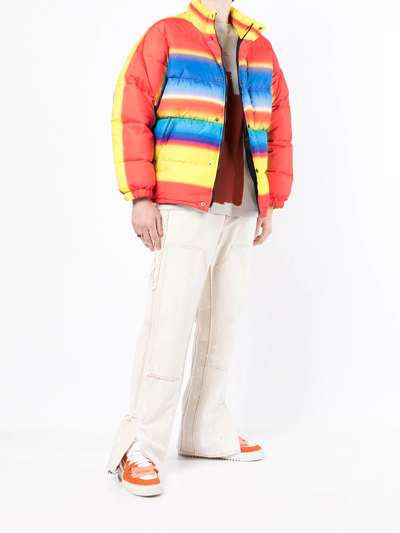 Shop Agr Stripe-print Puffer Jacket In Multicolour