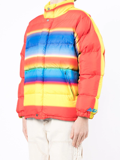 Shop Agr Stripe-print Puffer Jacket In Multicolour