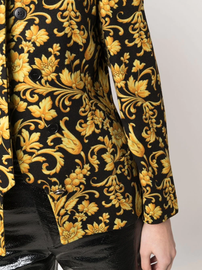 Pre-owned Versace 1990s Baroque-print Single-breasted Jacket In Black