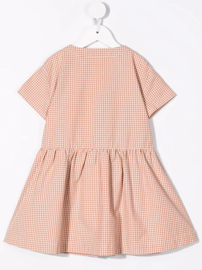 Shop Knot Daylily Micro Checks-print Dress In Brown