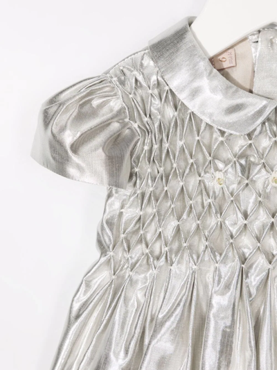 Shop La Stupenderia Shantung Metallic-effect Dress In Silver