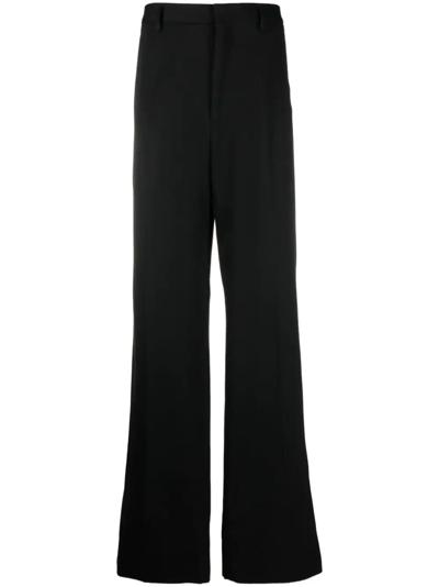 Shop Lanvin Wide-leg Wool Trousers In Black