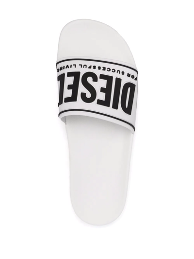 Diesel Men's Sa-mayemi Water-resistant Logo Pool Slides In White