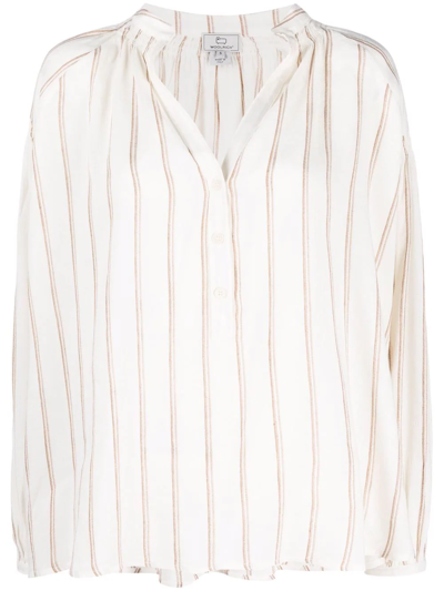 Shop Woolrich Striped Tunic Top In White