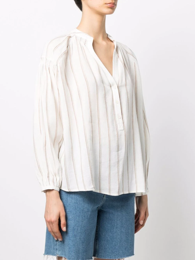 Woolrich Striped Tunic Top In White