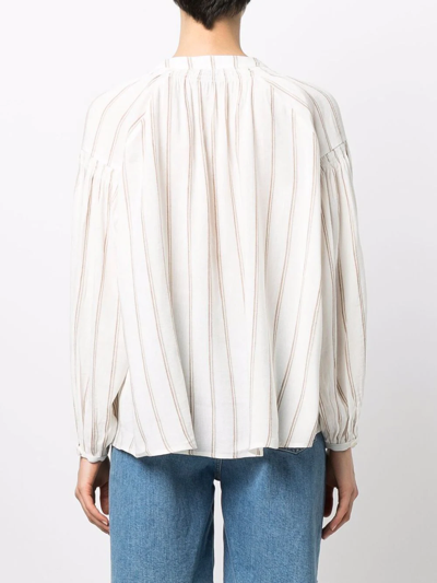 Woolrich Striped Tunic Top In White