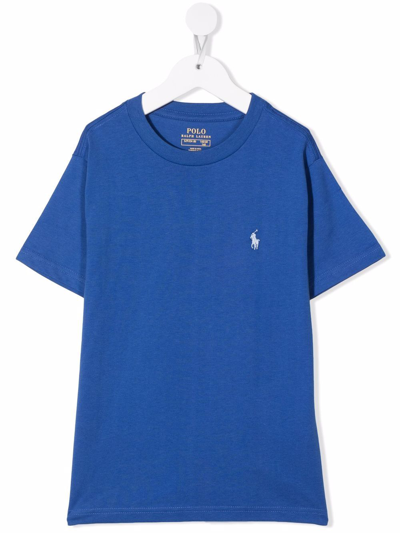 Shop Ralph Lauren Logo-embroidered Cotton T-shirt In Blue