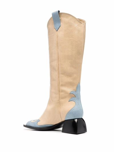 Shop Nodaleto Bulla Jane Leather Cowboy Boots In Neutrals