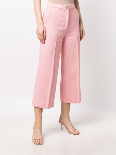 Liu •jo Croppe Flared-leg Trousers In Pink