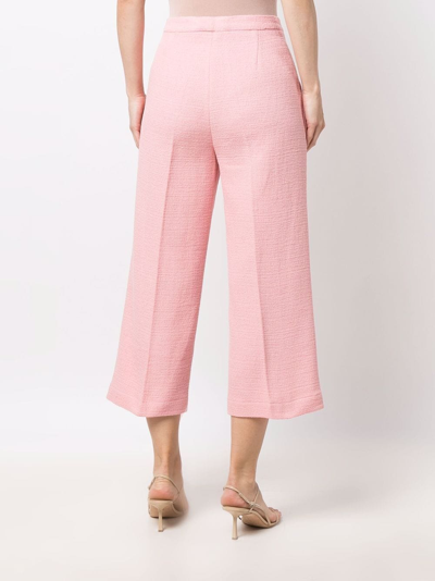 Liu •jo Croppe Flared-leg Trousers In Pink