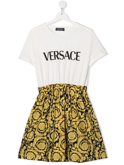 Shop Versace Logo-print T-shirt Dress In White
