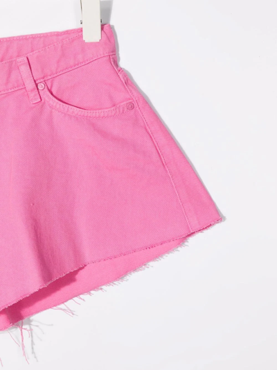 Shop Pinko Frayed-hem Cotton Shorts In Pink