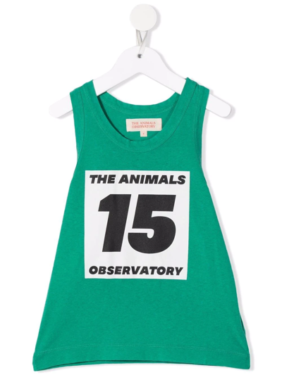 Shop The Animals Observatory Logo-print Cotton Vest Top In Green