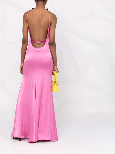 Jacquemus Mentalo Open-back Satin Maxi Dress In Pink