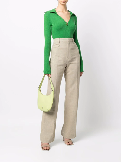 Shop Jacquemus Sauge High-waisted Flared Trousers In Neutrals