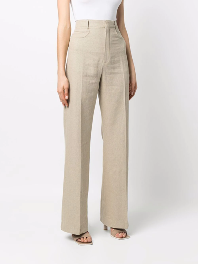 Jacquemus Sauge High-waisted Flared Trousers In Neutrals
