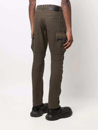 Shop Balmain Skinny-fit Cargo Trousers In Green