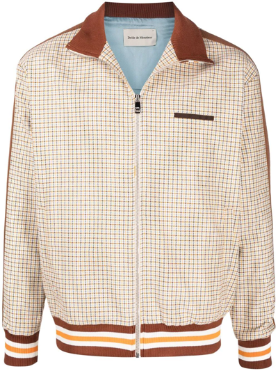 Shop Drôle De Monsieur Check Pattern Track Jacket In Yellow