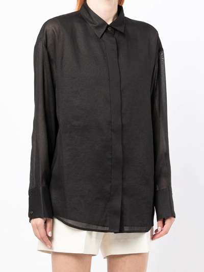 Shop Gia Studios Semi-sheer Button-up Shirt In Black