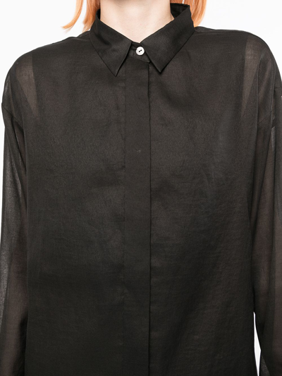 Shop Gia Studios Semi-sheer Button-up Shirt In Black