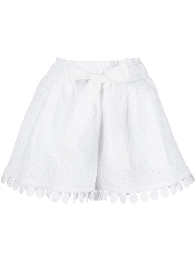 Shop Silvia Tcherassi Tie-fastening Flared Shorts In White