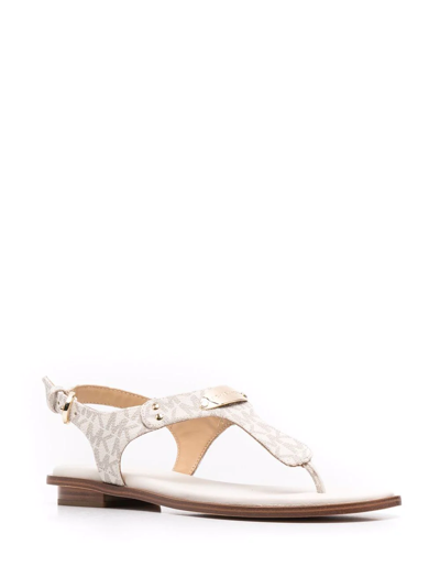 Shop Michael Kors Logo Plaque Thong Sandals In White