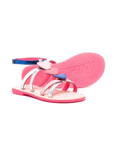 Shop Billieblush Heart-patch Faux-leather Sandals In Pink