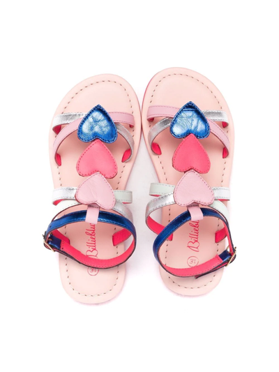 Shop Billieblush Heart-patch Faux-leather Sandals In Pink
