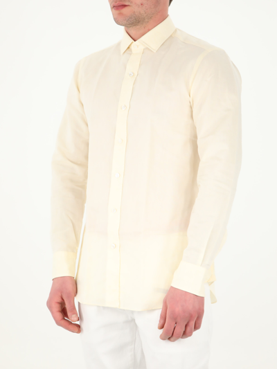 Shop Salvatore Piccolo Yellow Cotton Shirt