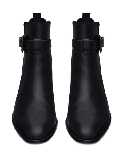 Shop Saint Laurent Wyatt Leather 40mm Ankle Boots In Black