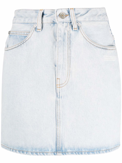 Shop Off-white Logo-print Denim Skirt In Blue