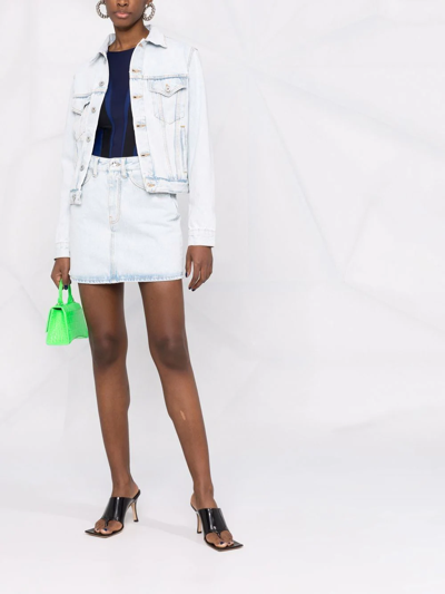 Shop Off-white Logo-print Denim Skirt In Blue