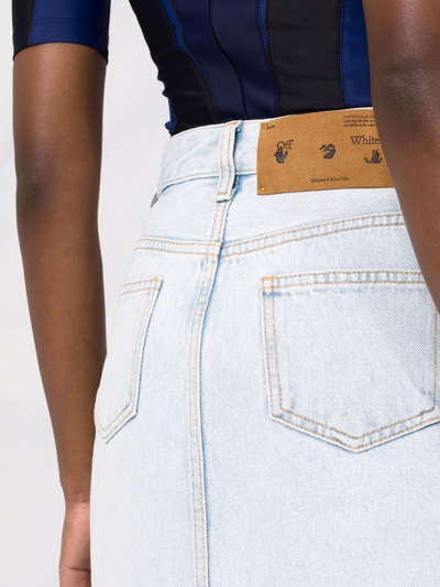 Shop Off-white Logo-print Denim Skirt In Blue