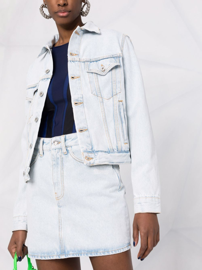 Shop Off-white Logo-print Denim Skirt In Blue