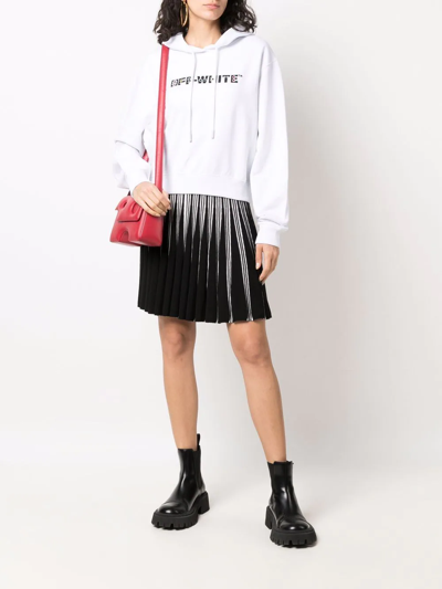 Off-white Rhinestone-embellished Logo Hoodie In White
