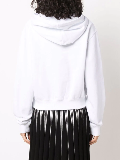 Off-white Rhinestone-embellished Logo Hoodie In White