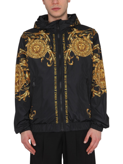 Shop Versace Jeans Couture "garland Sun" Jacket In Black