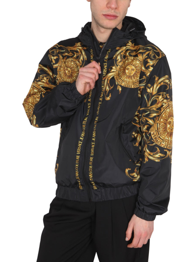 Shop Versace Jeans Couture "garland Sun" Jacket In Black