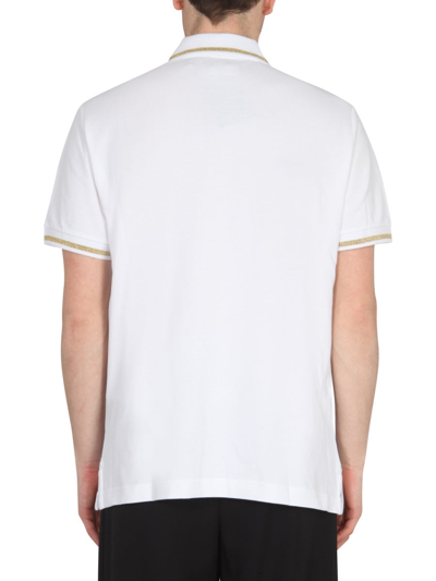 Shop Versace Jeans Couture Polo Shirt With Embroidered Logo In White