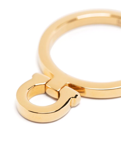 Shop Ferragamo Crystal-embellished Logo Ring In Gold