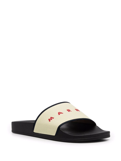 Shop Marni Knitted Gram Slides In Nude