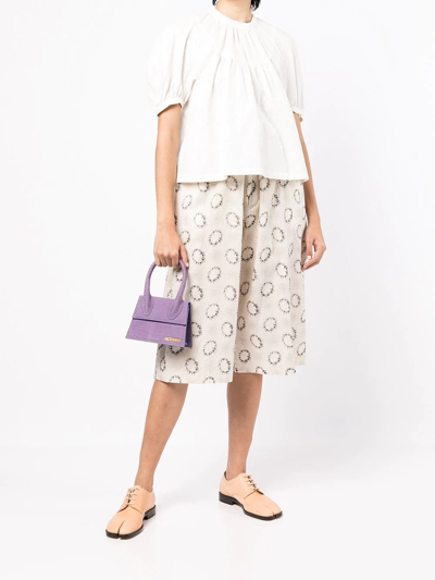 Shop Comme Des Garçons Tao Floral-print Belted Shorts In Braun