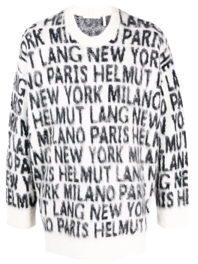 Shop Helmut Lang City Slogan-knit Alpaca-wool Jumper In Weiss