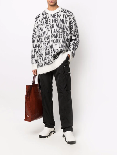 Shop Helmut Lang City Slogan-knit Alpaca-wool Jumper In Weiss