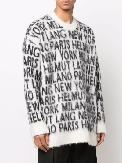 Shop Helmut Lang City Slogan-knit Alpaca-wool Jumper In Weiss