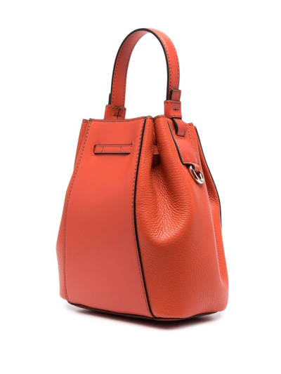 Shop Furla Mini Miastella Leather Tote Bag In Orange